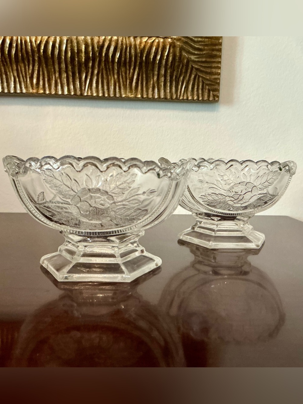 Antique EAPG “Rose Sprig” footed bowls